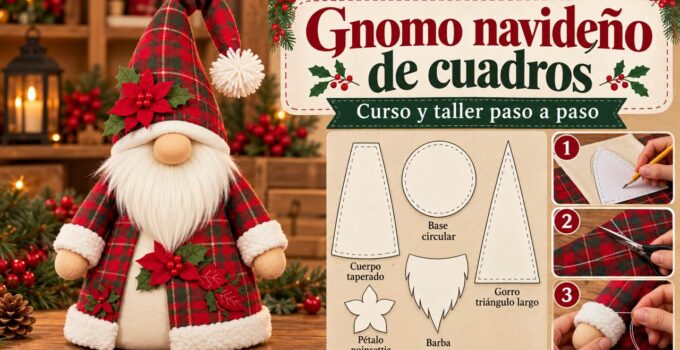 Curso y taller: gnomo navideño de cuadros con moldes Curso y taller: gnomo navideño de cuadros con moldes