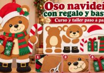 Curso y taller: oso navideño con regalo y bastón Curso y taller: oso navideño con regalo y bastón