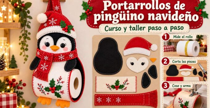 Curso y taller: portarrollos de pingüino navideño Curso y taller: portarrollos de pingüino navideño