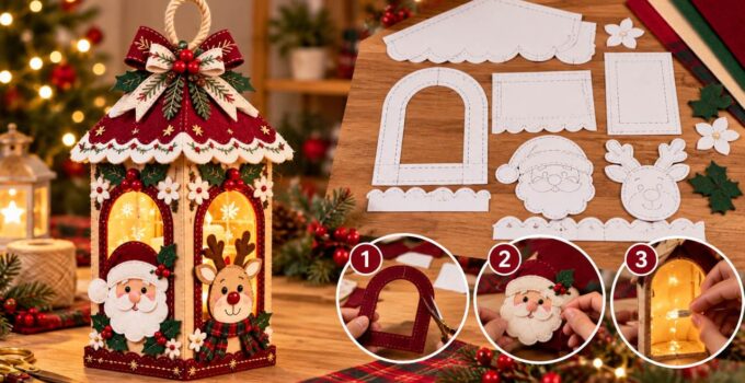Curso y taller: farol navideño con Santa y reno Farol navideño con Santa, reno, luz LED y moldes de elaboración