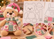 Curso y taller: osita navideña con vestido patchwork Curso y taller: osita navideña con vestido patchwork