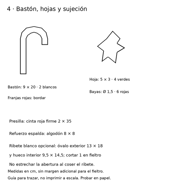 Curso y taller: dispensador de bolsas de Santa 5 Moldes de bastón, hojas y refuerzos para el dispensador navideño